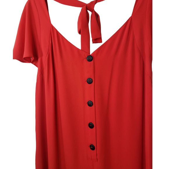 ASOS Maternity button front frill sleeve wide leg jumpsuit with cut out back - Picture 3 of 14